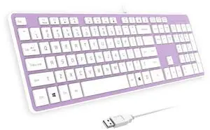 B.FRIENDIT Wired USB Keyboard, Comfortable Quiet Chocolate Keys, Durable Ultra-Slim Wired Computer Keyboard(QWERTY) for PC, Windows 11/10/8/7/XP/Vista KB1430 - Purple