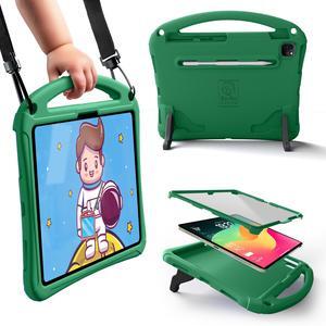 Bam Bino Space Suit Kids Case for iPad Pro 12.9" 3rd/4th/5th/6th Generation (2018-2022) Models [Not for iPad Pro 12.9 1st/2nd Gen] Screen Guard, Handle, Shoulder Strap, Pencil Holder (Mint Green)