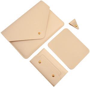 Benfan Laptop Sleeve 14 Inch Compatible with MacBook Pro 14,Old MacBook Air 13 2010-2017, Old MacBook Pro 13 2012-2015, Surface Laptop 13.5 with Small Pouch, Mouse Pad and Cord Organizer,Color Beige