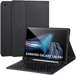 Keyboard Case for Samsung Galaxy Tab A9+/Plus 11'' 2023(SM-X210/X216/X218),Case with Keyboard for Samsung Tab A9+ with S Pen Holder,Detachable Bluetooth Keyboard for Samsung A9 +Auto Wake/Sleep,Black