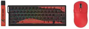 ATTACK SHARK X68PRO HE Mechanical Wireless Gaming Keyboard and X3 Mouse Combo,Magnetic Switch,8K Polling Rate,Hall Effect,Rapid Trigger,PAW3395 Optical Sensor,26K DPI,Lightweight-Red