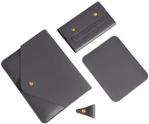 Benfan Laptop Sleeve Compatible with Surface Laptop Go 12.4, iPad Pro 11 with Magic Keyboard with Small Pouch, Mouse Pad and Cord Organizer, Color Dark Grey