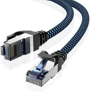 CABNEER Cat8 Ethernet Cable 50 ft 1-Pack, High Speed 40Gbps 2000MHz Internet Cable Braided Shielded S/FTP LAN Network Cable RJ45 Connector Compatible with Router, Modem, Laptop, PC, Gaming