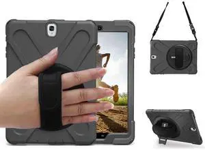 BRAECN for Samsung Galaxy Tab A 9.7 Case, Heavy Duty Shockproof 3-Layer Full Protection Rugged Hybrid Defender Armour for Samsung Tab A 9.7 Inch SM-T550/ P550-Kids Students Workmen Builders Case-Black