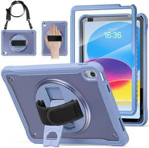 BRAECNstock case for iPad (A16) 11th Generation 11 inch 2025 &10th Generation 10.9 inch 2022,Fully Rugged Protective Cover for Kids with Screen Protector,Pencil Holder,Rotating Stand,Hand Strap