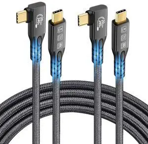 USB C 3.2 Gen2x2 20Gbps Cable, 2PCS 90Degree Type C 4K@60Hz UHD Video 5A/240W PD3.1 Fast Charge Cord with E-Marker Compatible with Thunderbolt 3/4 for 15Pro MacBook (2, 2PCS 90Degree 20G 240W 2M)