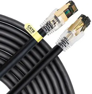 CNCOB Cat 8 Ethernet Cable 50 ft,23AWG Industrial Shielded S/FTP Anti- Wobble Internet Cable,40Gbps High Speed Gaming Waterproof Patch Cord