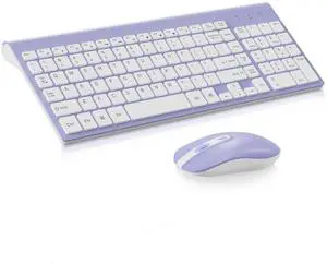 cimetech Wireless Keyboard and Mouse Combo, Compact Full Size Wireless Computer Keyboard and Mouse Set 2.4G Ultra-Thin Sleek Design for Windows, Computer, Desktop, PC, Notebook - Purple