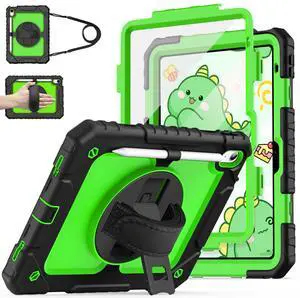 Cantis Case for iPad 11-inch (A16) 2025/ iPad 10th Generation 2022 (10.9 inch) with Screen Protector, iPad 11th Case with 360 Degree Rotating Stand/Shoulder Strap/Pencil Holder, Black+Green