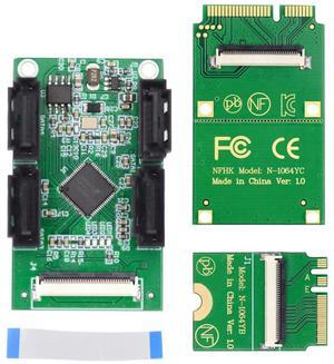 chenyang Mini PCI-E/M.2(A+E Key) to 4 SATA 3.0 Extension Card Adapter for Motherboard SATA Hard Drive Port Extension with 10cm Flat Cable
