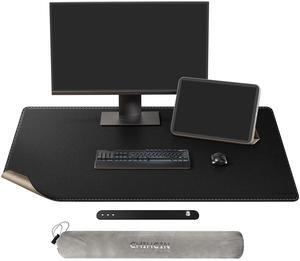 Chihein 43" x 24" 3XL Desk Mat with Cork & PU Leather, Dual Sided Desk Pad, Waterproof Computer Desk Mat for Office, Gaming, Home (Black)