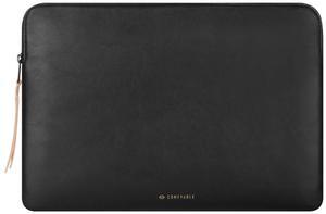 Comfyable Slim Protective Laptop Sleeve 15 Inch 14 Inch, PU Leather Bag Compatible with 15" MacBook Air (Snug Fit) M4 2025 & 14" MacBook Pro M4 (Loose Fit), Computer Case for Mac, Black