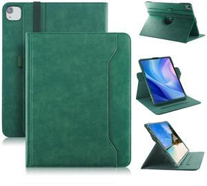 DINGGUAGUA Case Compatible with Apple iPad Pro 13inch M4 2024/iPad Air (M2) 13" PU Leather Business Cover for iPad Pro 12.9 inch 2022/2021 with 360 Degree Swiveling Cases Auto Wake/Sleep,Dark Green