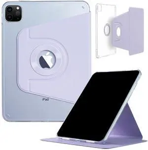 iPad Pro-7 (13'') 2024 Case, DMaos Magnetic Detachable Smart Cover, 360deg Rotation Foldable Stand - Lavender
