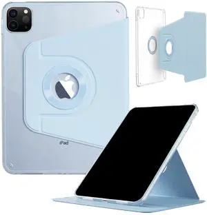 iPad Pro-6 5 4 3 (12.9'') Case, DMaos Magnetic Detachable Smart Cover, 360deg Rotation Foldable Stand - Blue