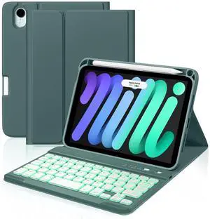 Cousper for iPad Mini 7 Keyboard Case A17 Pro 2024/iPad Mini 6 Generation Case with Keyboard 2021 8.3 Inch, Pencil Holder, 7 Color Backlit Detachable Keyboard Cover for iPad Mini 7th/6th Gen,Pinegreen Cousper for iPad Mini 7 Keyboard Case A17 Pro 2024/iPad Mini 6 Generation Case with Keyboard 2021 8.3 Inch, Pencil Holder, 7 Color Backlit Detachable Keyboard Cover for iPad Mini 7th/6th Gen,Pinegreen