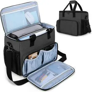 CURMIO Portable Printer Carrying Case Compatible with HP Tango/Tango X, OfficeJet 200/250, Wireless Mobile Printer Bag with 15.6 Laptop Sleeve and Accessory Pockets for Power Cable and Cartridges