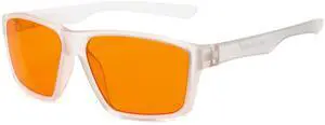 Cyxus Orange Blue Light Blocking Glasses for Men Women Gaming Glasses Reduce Eye Strain Sleep Better8303O34 Orange Lens White Frame