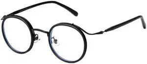 Dollger Blue Light Blocking Glasses for Man Steam Punk Style, oversize Retro Men Round Frame Computer BlueLight Glasses