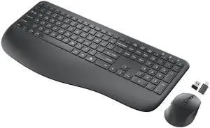 Wireless Keyboard and Mouse Combo, Full-Sized 2.4GHz Comfortable Palm Rest and Optical Wireless Mouse for Windows, Mac OS PC/Desktops/Computer/Laptops(Carbon Black)