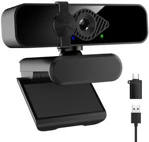 Dobuhont 2K Ultra HD Webcam, Computer Camera for PC Monitor Laptop Desktop - External Web Cameras with Microphone, USB C Adapter, Privacy Cover for Video Conferencing, Streaming & Online Learning