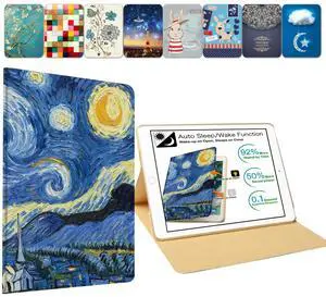 DuraSafe Cases for iPad Air 1/2 Gen & 5/6 Gen- 9.7" A1893 A1822 A1566 A1474 MRJN2LL/A MR7G2LL/A MP2F2LL/A MP2G2LL/A MD785LL/A MD788LL/A Printed Cover with Auto Wake/Sleep Feature - Starry Night