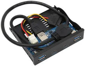 USB 3.2 Front Panel Hub, 2 USB C 5Gbps and 2 USB 3.2 Gen Ports, Internal Metal Panel Motherboard Cable for XP, 7 8 10 2003, OS X Laptop