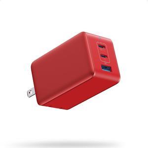 130W USB C Charger Block,GaN 3-Port Compact Wall Charger,Foldable Fast Charging Station,PD 65W USB C Laptop Charging for MacBook Pro/Air, Dell XPS, iPhone 16/15/14/13,iPad Pro,Galaxy S24 (Red)