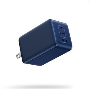 130W USB C Charger Block,GaN 3-Port Compact Wall Charger,Foldable Fast Charging Station,PD 65W USB C Laptop Charging for MacBook Pro/Air, Dell XPS, iPhone 16/15/14/13,iPad Pro,Galaxy S24 (Deep Blue)