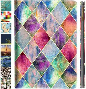 DuraSafe Cases for iPad 7th 8th 9th Gen 2019/2020 / 2021-10.2 Inch [iPad 9 8 7 ] A2602 A2270 A2197 MW762LL/A MW742LL/A MYLC2LL/A MYL92LL/A Ultra Printed Smart Flip Folio Book Cover - Diamond Grid