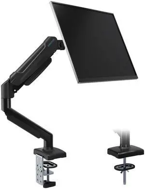 BONTEC Single Monitor Stand, Adjustable Gas Spring Arm Monitor Desk Mount for 15-32 Inch Screens, Upgraded Full Motion VESA Mount with C Clamp, Grommet Base, Tilt, Swivel, Rotation
