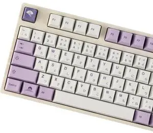 DYLormah Wisteria Keycap Premium PBT 140 Keys/Sets Cherry Profile DYE-Sublimation ISO Enter ANSI Layout Keycaps for Gateron Outemu Cherry Mx Switches GH60 GK61 RK84 Mechanical Keyboard (White Purple)