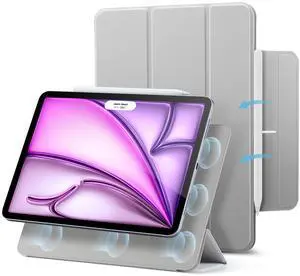 ESR for iPad Air 13 Inch Case M3/M2 (2025/2024), iPad Pro 12.9 6th/5th/4th Gen, Powerful Magnetic Attachment, Slim Trifold Stand Case, Supports Pencil Pro & Pencil (USB-C), Rebound Series, Gray