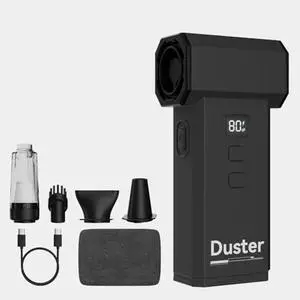 2 in 1 Compressed Air Duster and Vacuum with Screen Display, 130000RPM Blow and Vacuum, 0-100% Adjustable Speed, 8000mAh Rechargeable Battery, Ideal for PC, Keyboard, car, Home Cleaning
