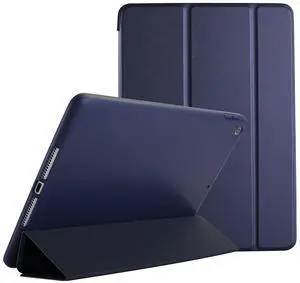 DuraSafe Cases for iPad Air 2 2014 9.7 Inch [ Air 2nd Gen ] A1567 A1566 MGLW2LL/A MGL12LL/A MH0W2LL/A MGKM2LL/A Smart Trifold Lightweight Soft Silicone TPU Back Case - Navy Blue