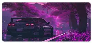 FeoYoed Large Mouse Pad Anime JDM Car S13 Purple Flowers Static Desk Mat Computer Accessories Gaming Office Organizers Supplies Decor Essentials Keyboard Pads for Desk Rubber 40x90cm