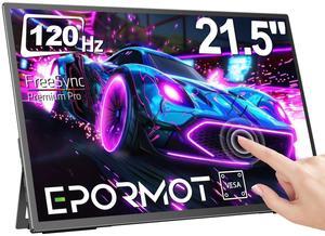 EPORMOT Portable Monitor Touchscreen 21.5 inch 120hz, FHD 1080P Portable Gaming Monitor w/VESA Kickstand HDR Speakers USB C Mini HDMI for Phones PC Gaming Devices, Travel Second Screen for Business
