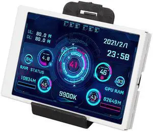 3.5In Computer Temp, Full View Display Small Screen Monitor for Aida64 Pc CPU Hard Disk Data Black (White)