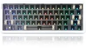 FKZ GMK61 60% Hot Swappable PCB Custom RGB Gaming Keyboard Kit - Tri-Mode BT5.0/2.4Ghz/USB-C Wired Barebones Gasket Mount 61 Keys Programmable Mechanical DIY Kit (White)