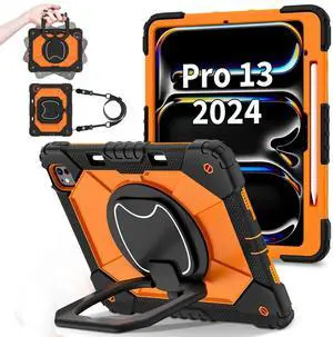 FANSONG Case for iPad Pro 13 2024, Anti-Drop and Shock-Proof Protective Case, All-Round Super Protection with 360degRotatable Kickstand Kids Shockproof iPad Pro 13 inch Cover with Pencil Holder