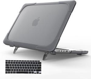 Funut for MacBook Pro 16 Inch Case 2024/2023/2021, M3 / M2 / M1 Pro/Max A2991 A2780 A2485, Heavy Duty Plastic Hard Shell with TPU Bumper Fold Kickstand & Keyboard Cover,Gray