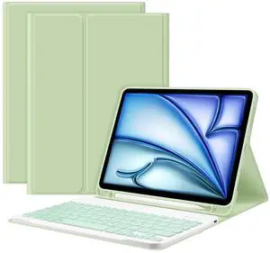 GOKOCO Keyboard case for iPad Air 11" M3 2025/Air 6th 11" M2 2024,iPad Air 5th/4th Gen 10.9" 2022,Detachable Bluetooth Keyboard Cover with Pencil Holder,Auto Sleep-Green