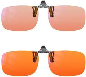 Goiteia FL-41 Rose Migraine Clip on glasses, Orange Blue Light Blocking Glasses Clip on for Migraine-Gamiing Glasses for Eyes Strain/Light Sensitive-Help to Sleep