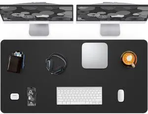 Extra Large Desk Mat, Desk Mouse Pad,Waterproof PU Leather Desk Protector, Large Desk Blotter, Easy Clean Laptop Desk Writing Mat for Office/Work/Home/Decor(Black, 55" x 24")