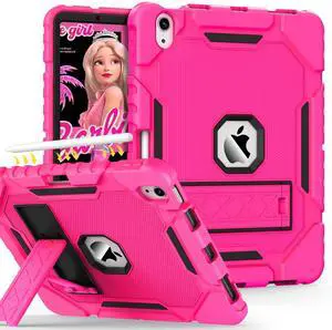 Grifobes Case for iPad Air 11-inch (M3/M2) 2025/2024, for iPad Air 5th/4th Generation 2022/2020 10.9", Heavy Duty Rugged Cover with Stand/Pencil Holder for i Pad Air 6th 5 4 Gen (Hot Pink)
