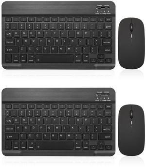 2 Pack Ultra-Slim Bluetooth Keyboard Portable Mini Wireless Keyboard Rechargeable for Apple iPad iPhone Samsung Tablet Phone Smartphone iOS Android Windows (10 inch Black)