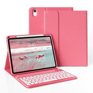 GKABXY Keyboard Case for iPad Air 11 inch M3/M2 (2025/2024) & iPad Air 5th/4th Generation (2022/2020) 10.9-inch | 7-Color Backlit Wireless Keyboard | Soft TPU Back Shell with Pencil Holder (Hot Pink)