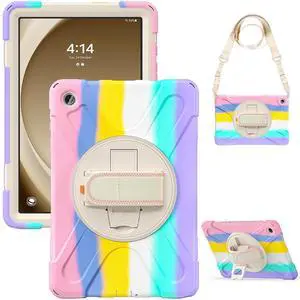 HDAYM for Samsung Galaxy Tab A9 Plus 11" Case 2023,with Rotating Stand Shoulder Strap Pencil Holder,Heavy Duty Full Body Shockproof Tablet Cover for SM-X210/X216/X218