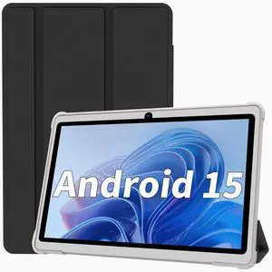 HNVHNV Android 15 Tablet 7 Inch Tablet, 9GB RAM 32GB ROM 1TB Expansion, Quad-core Processor, Dual Camera, 5G/2.4G WiFi, Bluetooth, Parental Control, Drop-Proof Case (Black)