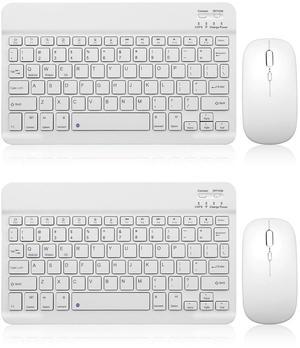 2 Pack Bluetooth Keyboard and Mouse Combo Rechargeable Portable Wireless Keyboard Mouse Set for Apple iPad iPhone iOS 13 and Above Samsung Tablet Phone Smartphone Android Windows (10 inch White)